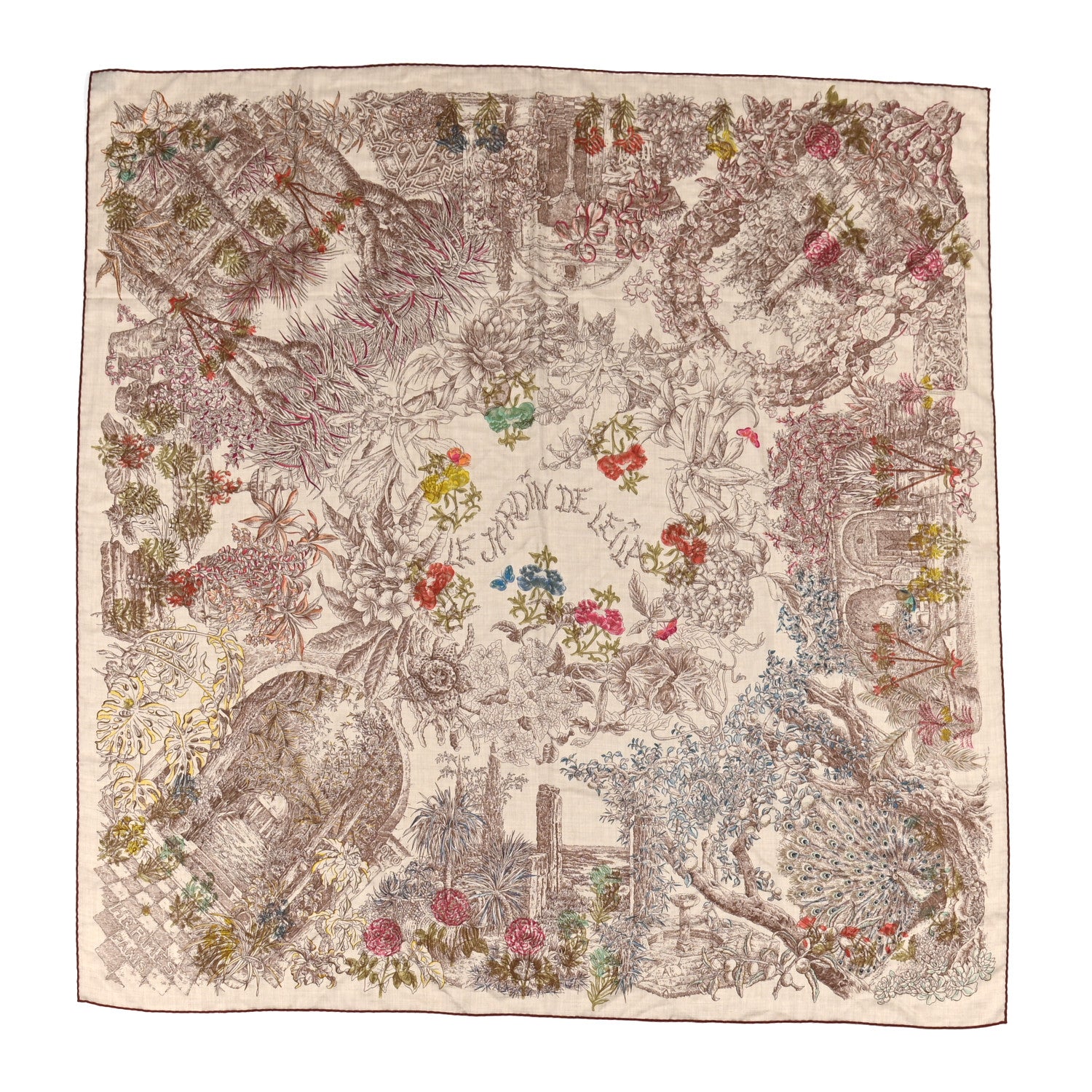 Hermes Cashmere Silk Le Jardin De Leila Au Bloc Shawl 140 1 of 6