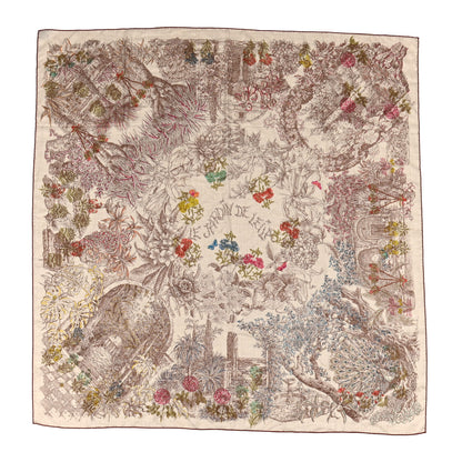 Hermes Cashmere Silk Le Jardin De Leila Au Bloc Shawl 140 1 of 6