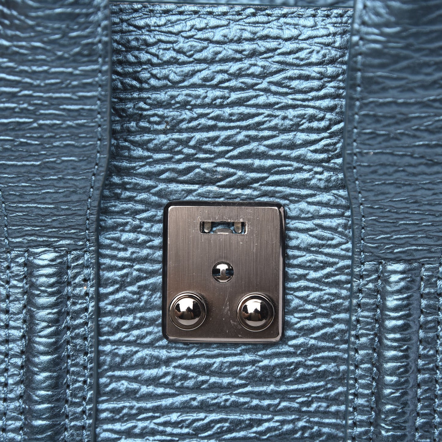 3.1 Metallic Textured Calfskin Mini Pashli Satchel Turquoise