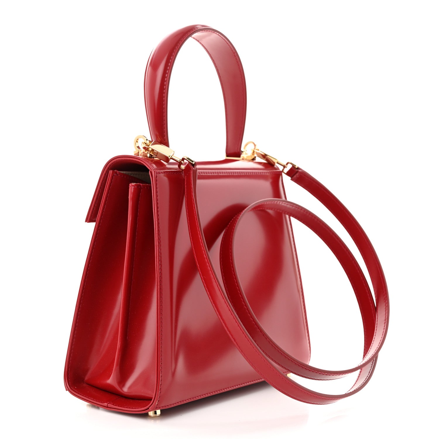 Salvatore Ferragamo Brushed Off Calfskin Small Iconic Top Handle Red 3 of 12