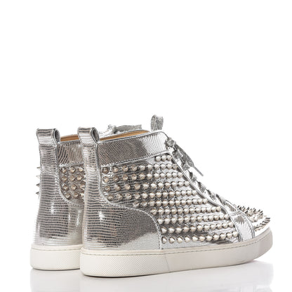 Christian Louboutin Laminato Dino Nappa Spikes Womens Louis Orlato Flat Sneakers 37.5 Silver 5 of 13