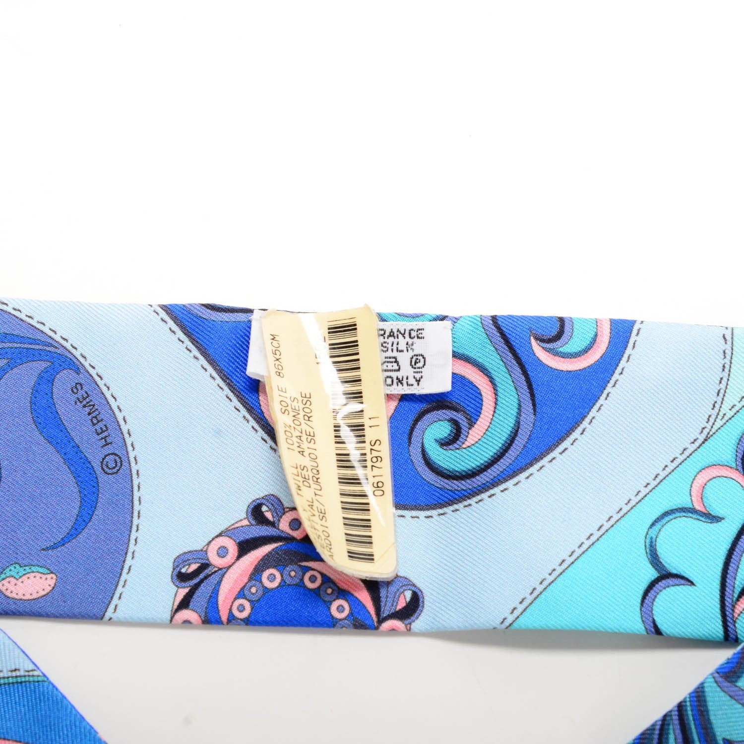 Hermes Silk Festival des Amazones Twilly Ardoise Turquoise Rose 3 of 5