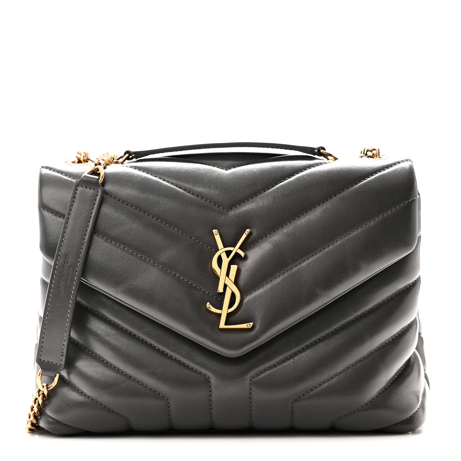 Saint Laurent Calfskin Y Quilted Monogram Small Loulou Chain Satchel Storm 1 of 10
