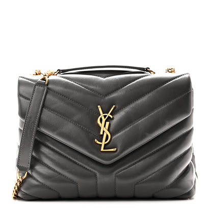 Saint Laurent Calfskin Y Quilted Monogram Small Loulou Chain Satchel Storm 1 of 10