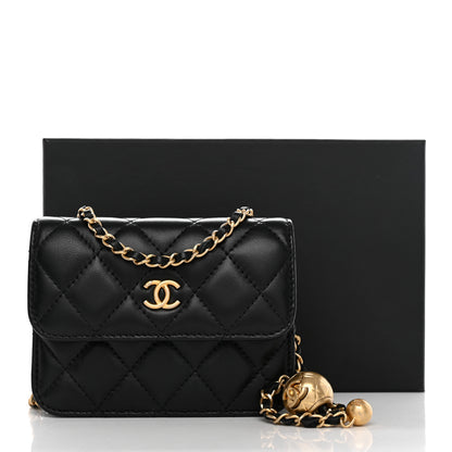 Chanel Lambskin Quilted Pearl Crush Clutch With Chain Black 12 of 12