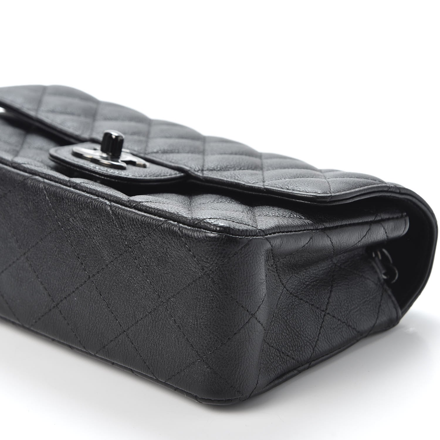 Chanel Crumpled Calfskin Quilted Mini Rectangular Flap So Black 6 of 10