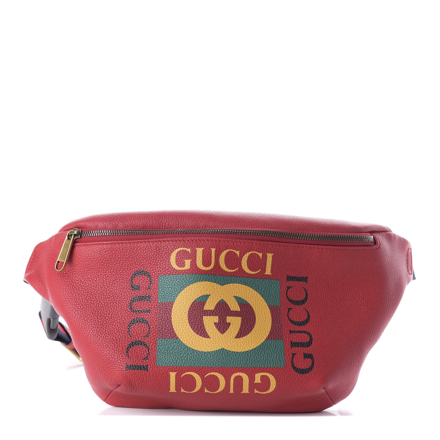 Grained Calfskin Logo Belt Bag Hibiscus Red