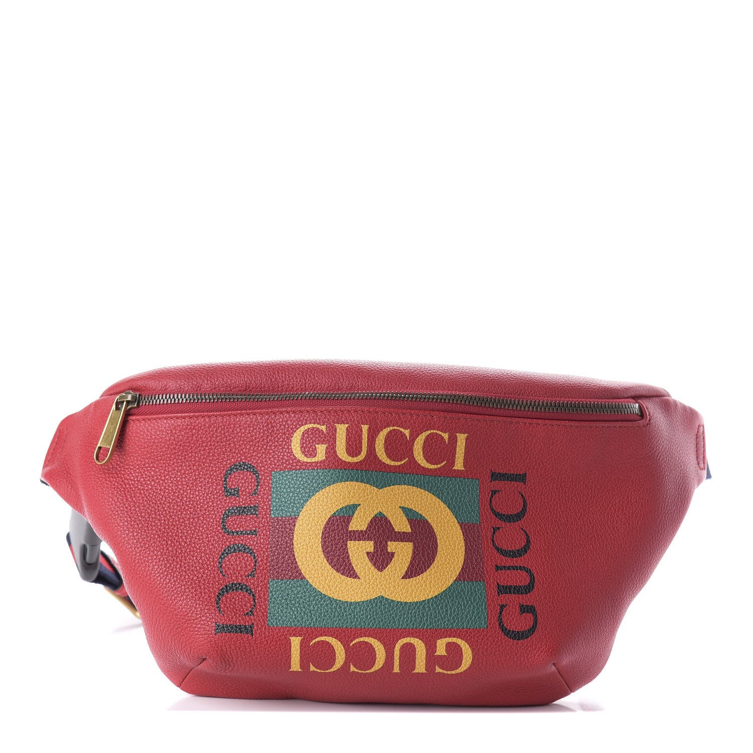 Gucci Grained Calfskin Logo Belt Bag Hibiscus Red 1 of 9