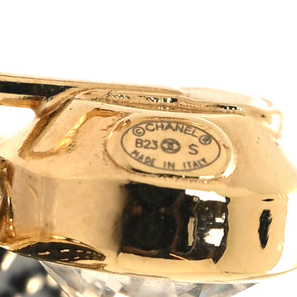 Chanel Metal Crystal CC Drop Clip On Earrings Gold Black 4 of 5