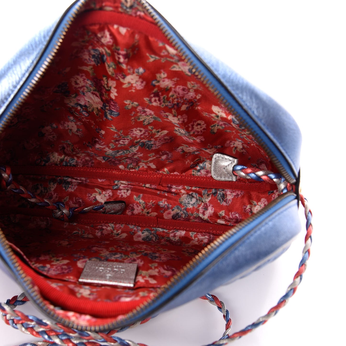 Laminated Nappa Trapuntata Small Zumi Shoulder Bag Rosso Marine Argento