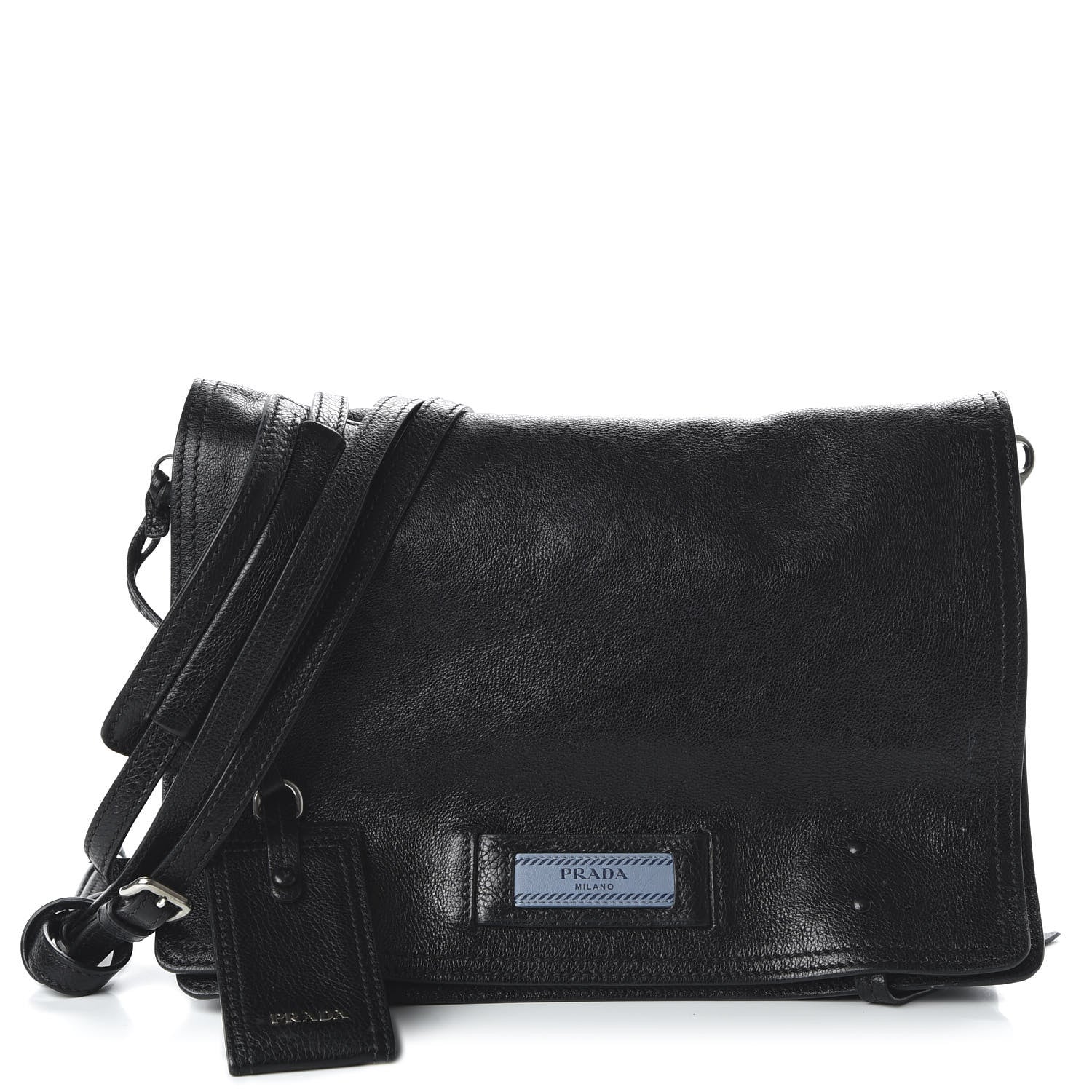 Prada Glace Calf Etiquette Flap Black Astrale 1 of 10