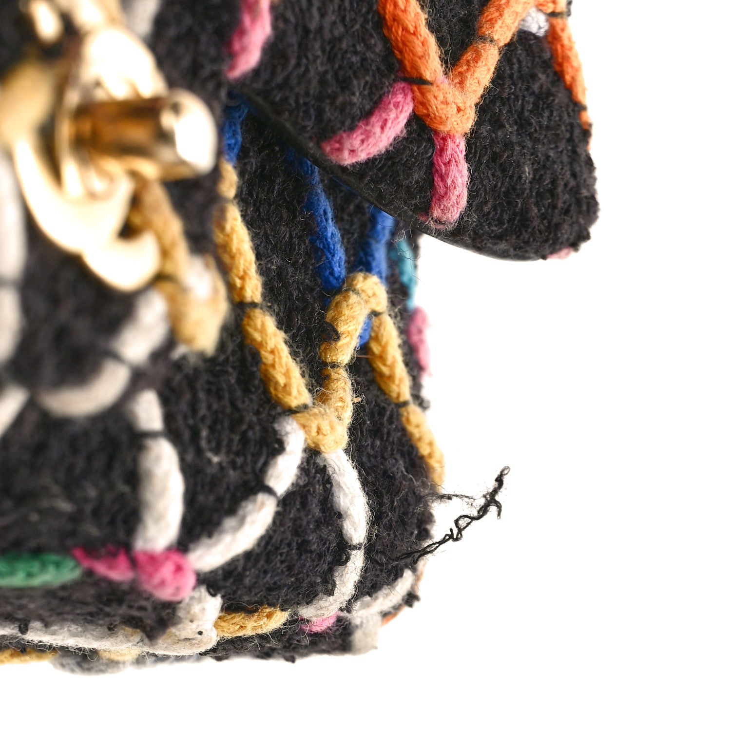 Chanel Tweed Diamond Threaded Mini Rectangular Pearl Crush Flap Black Multicolor 10 of 10