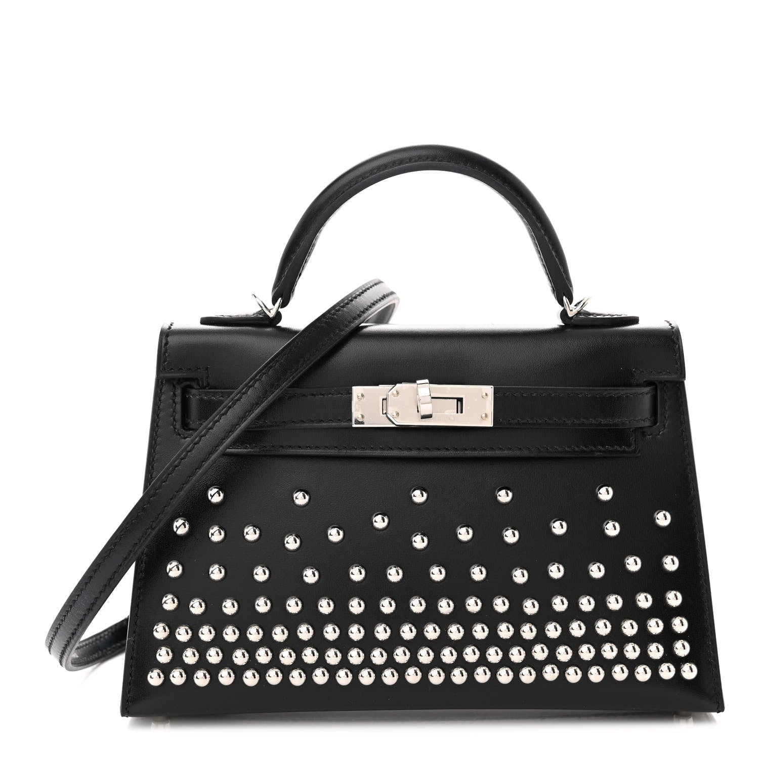 Hermes Box Studded Clouté Mini Kelly Sellier 20 Black 1 of 12