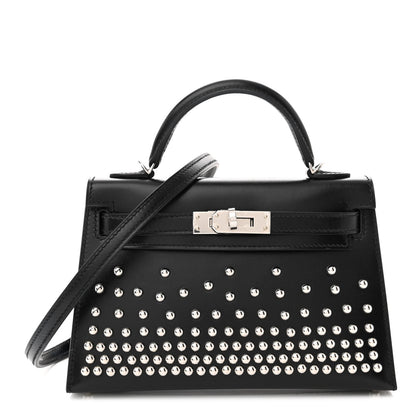Hermes Box Studded Clouté Mini Kelly Sellier 20 Black 1 of 12