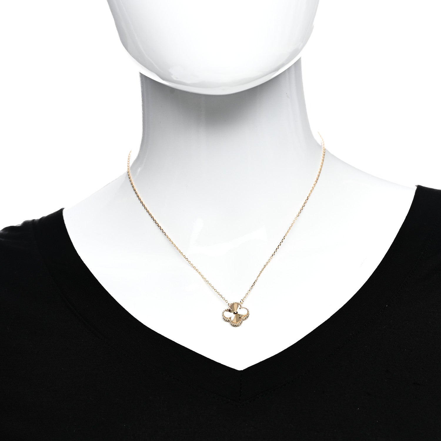 Van Cleef & Arpels 18K Yellow Gold Guilloche Vintage Alhambra Pendant Necklace 2 of 6