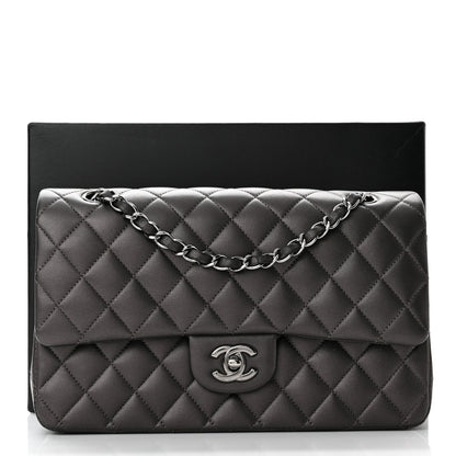 Chanel Metallic Lambskin Quilted Medium Double Flap Pewter 11 of 11