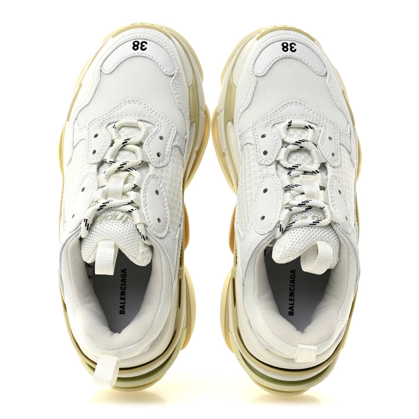 Fabric Mesh Womens Triple S Sneakers 38 White