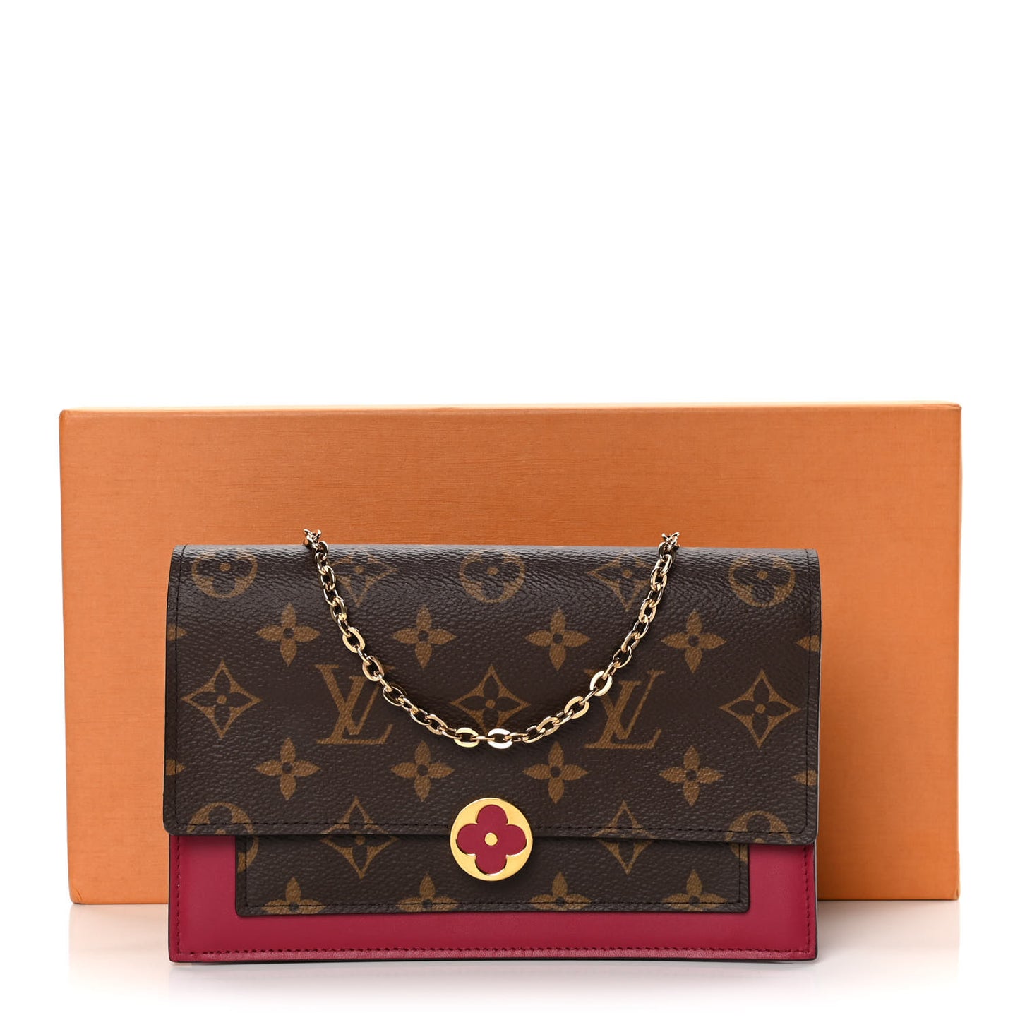 Monogram Flore Chain Wallet Fuchsia