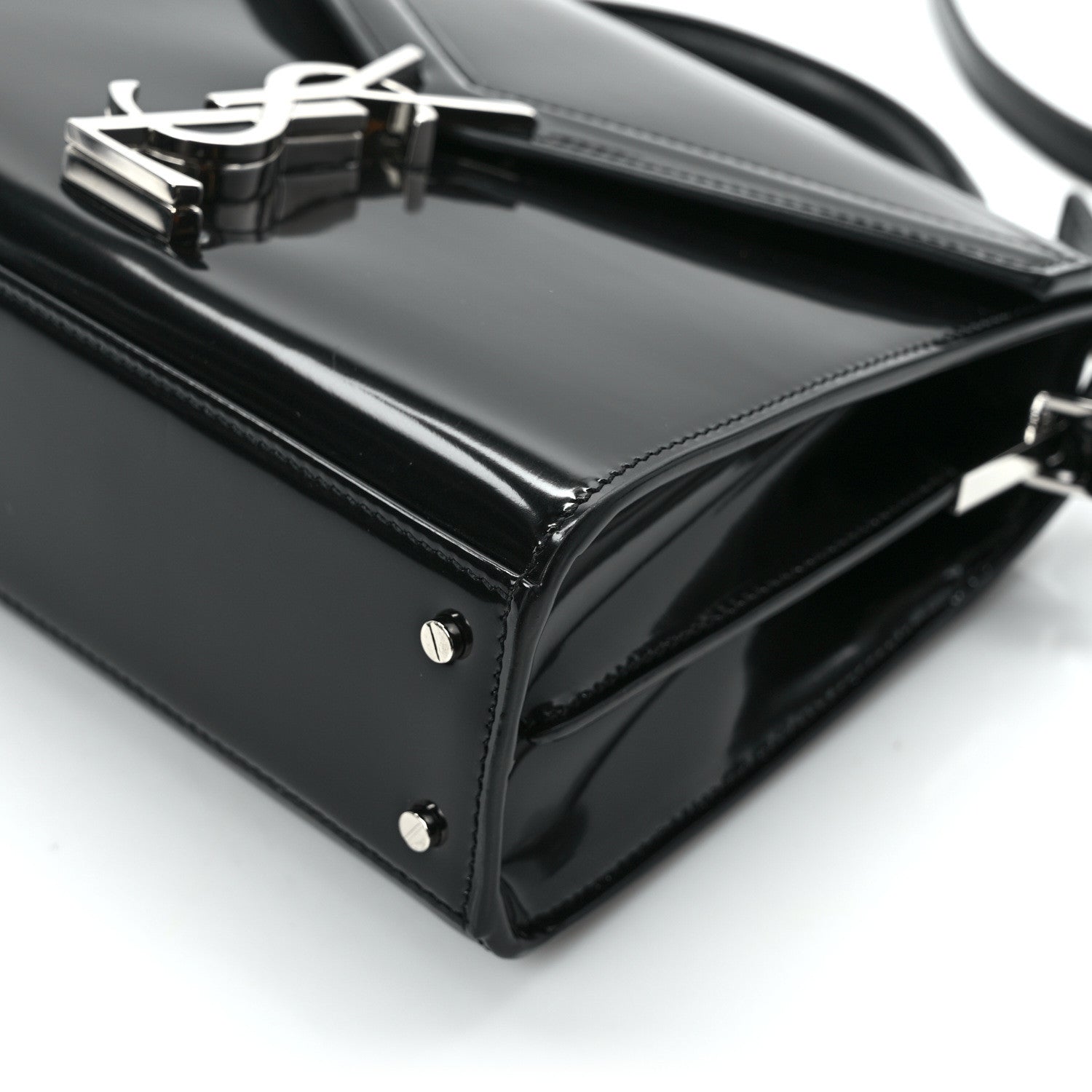 Saint Laurent Glazed Calfskin Mini Classic Monogram Cassandra Top Handle Black 11 of 14