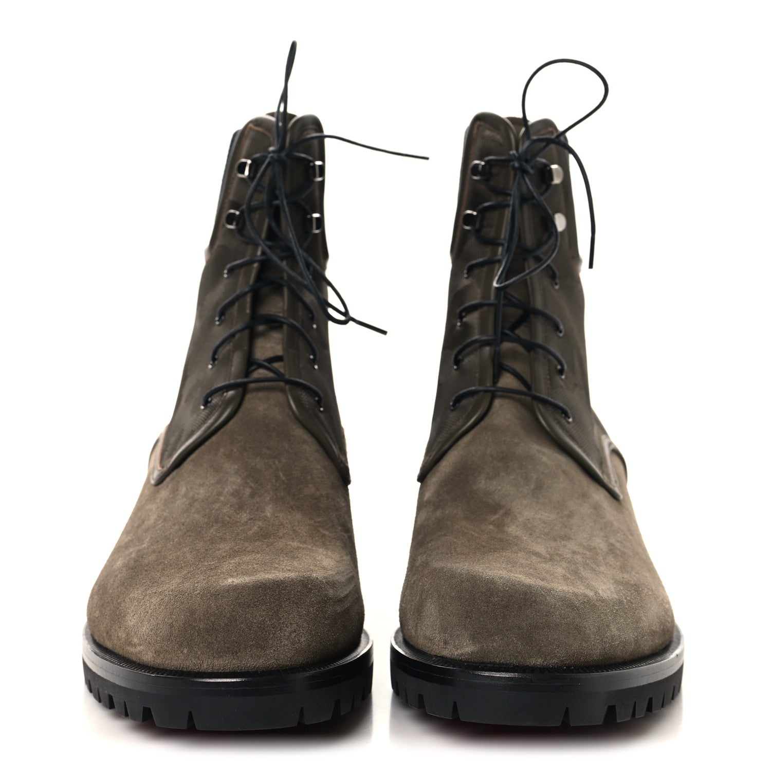 Christian Louboutin Suede Camouflage Mens Trapman Flat Boots 46 Khaki 3 of 8