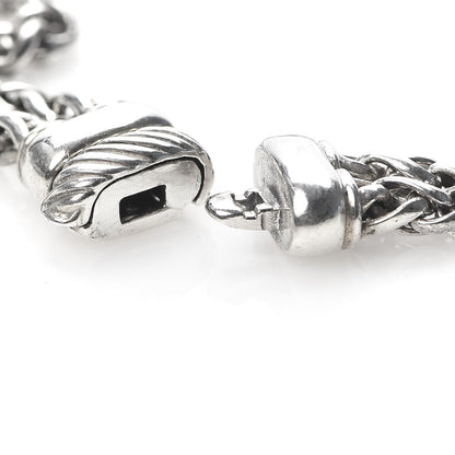 David Yurman Sterling Silver Diamond Black Onyx 19mm Albion Double Wheat Chain Pendant Necklace 7 of 7