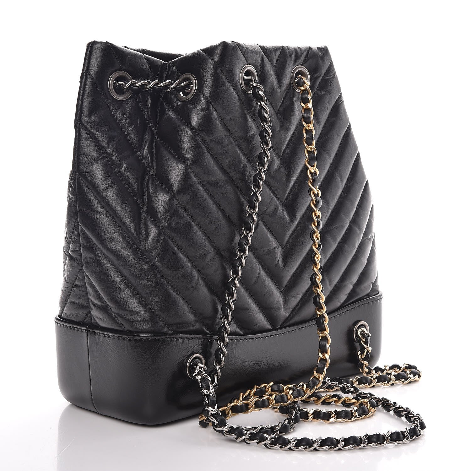 Chanel Aged Calfskin Chevron Quilted Small Gabrielle Backpack Black 3 of 8