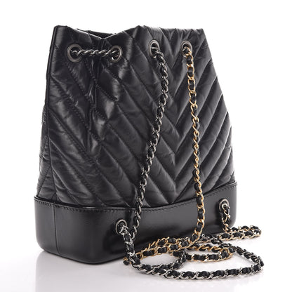 Chanel Aged Calfskin Chevron Quilted Small Gabrielle Backpack Black 3 of 8