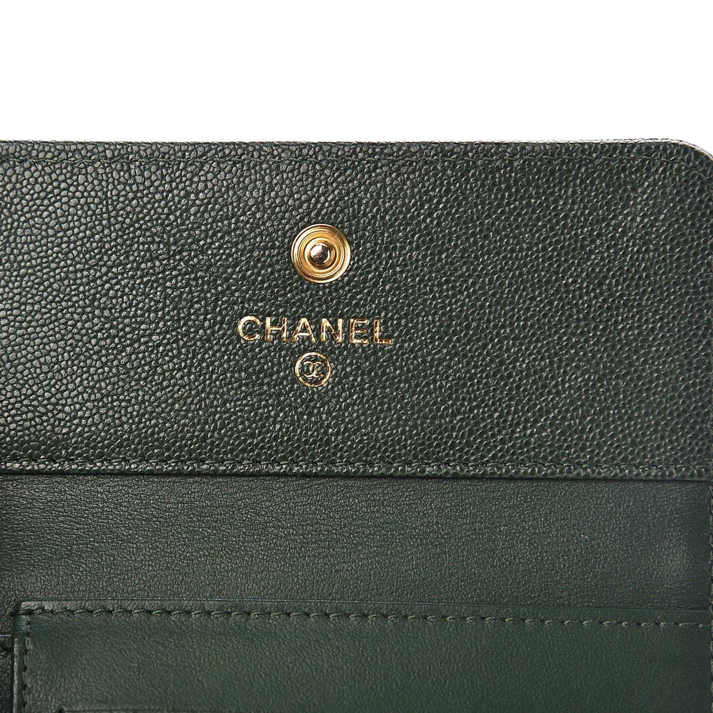 Caviar Quilted Compact Boy Wallet Green
