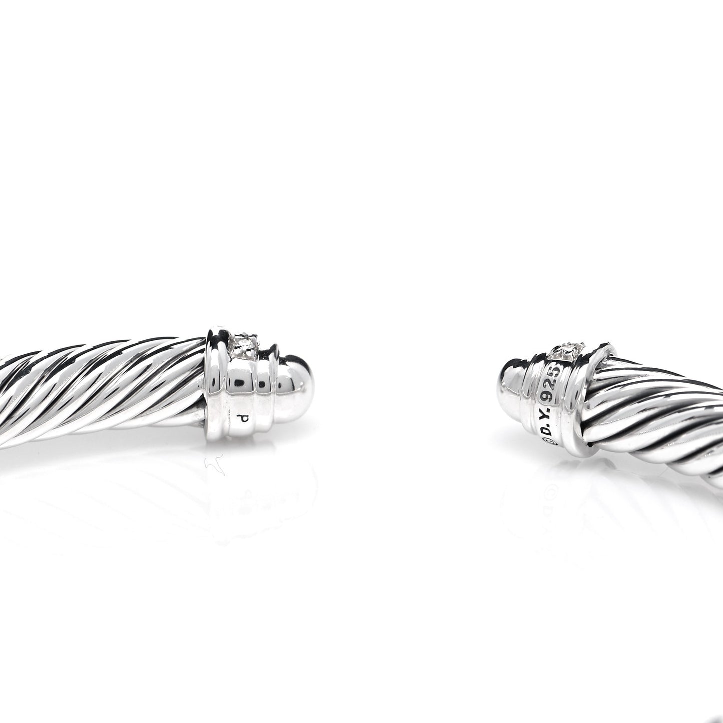 Sterling Silver Diamond 5mm Cable Classics Dome Bracelet