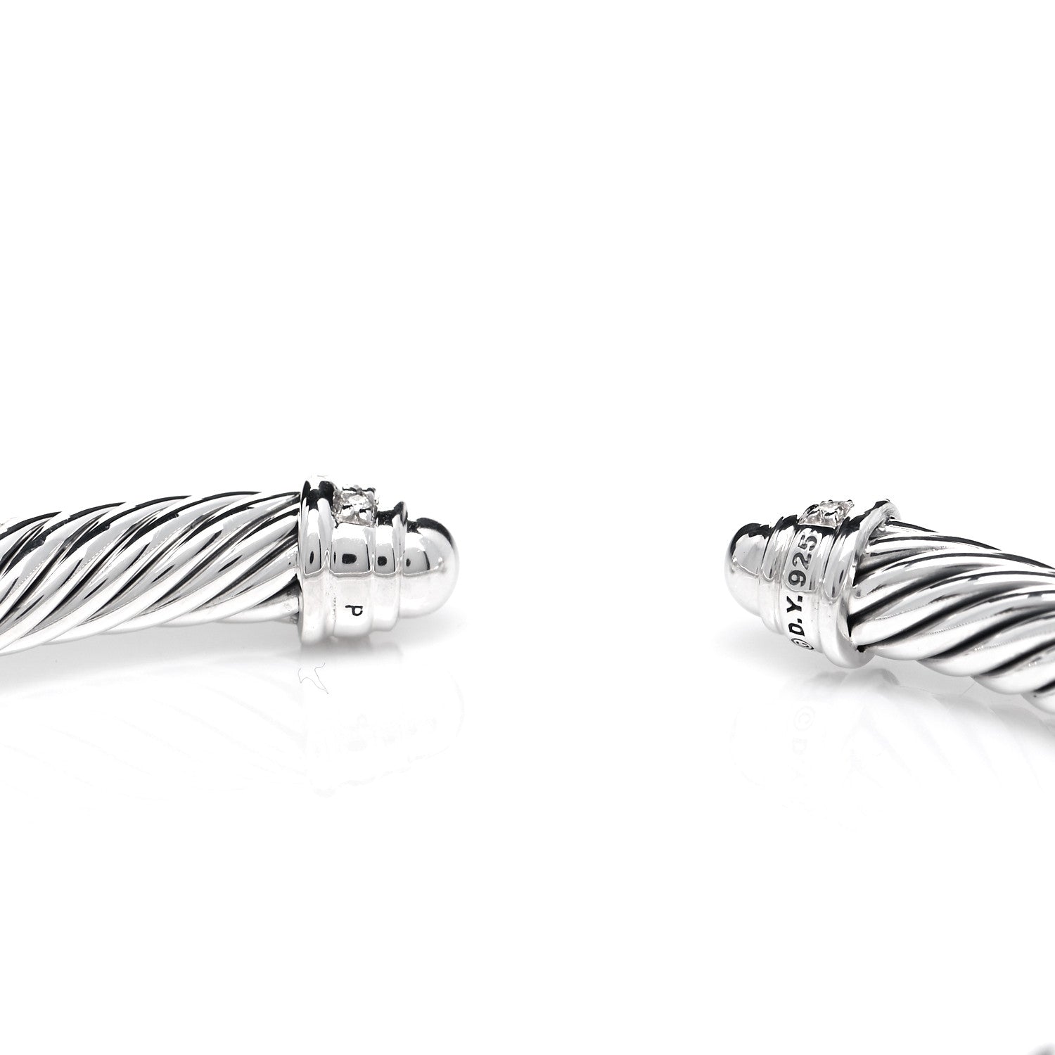 David Yurman Sterling Silver Diamond 5mm Cable Classics Dome Bracelet 4 of 5