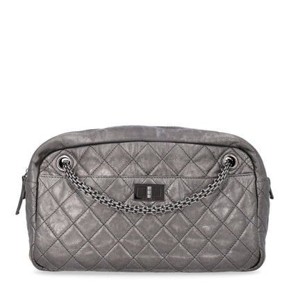 Chanel Metallic Aged Calfskin Quilted Medium Reissue Camera Case Dark Silver 1 of 9
