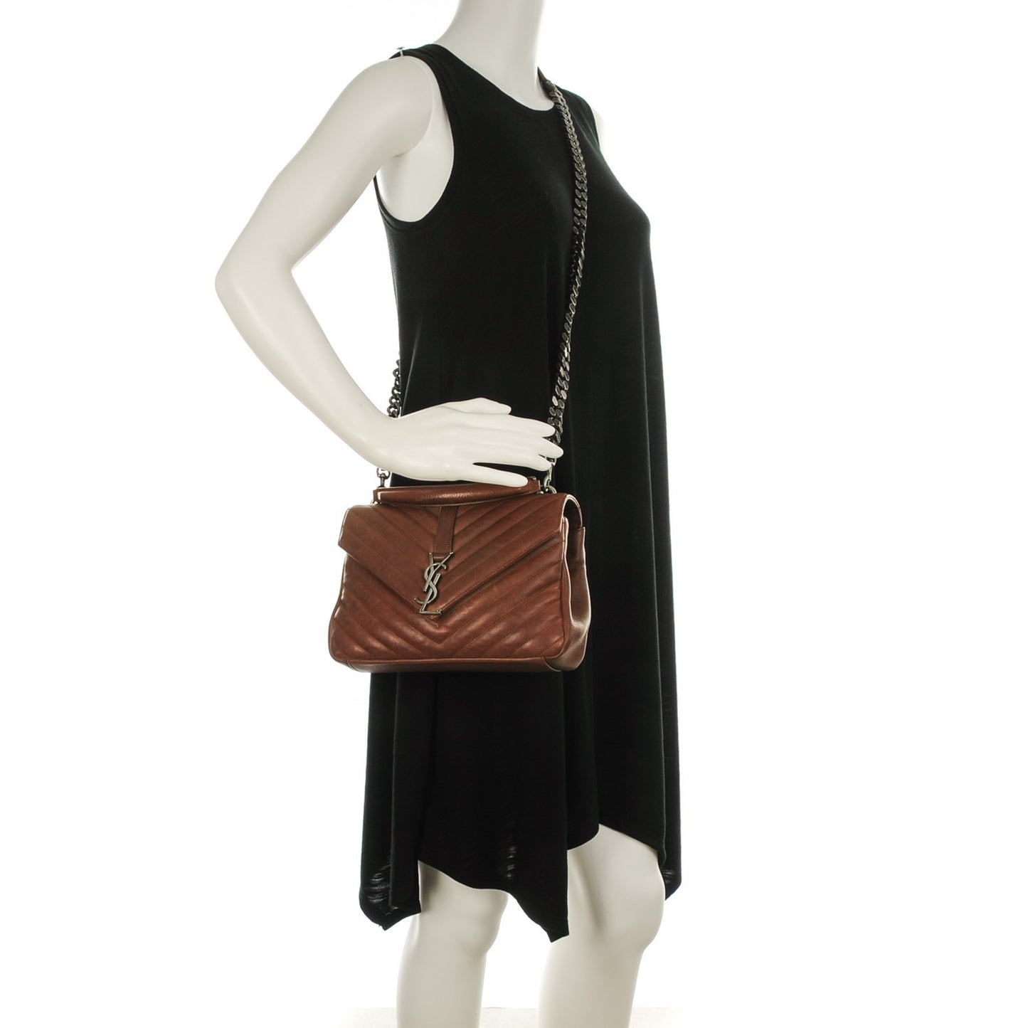Calfskin Matelasse Chevron Monogram Medium College Bag Cognac