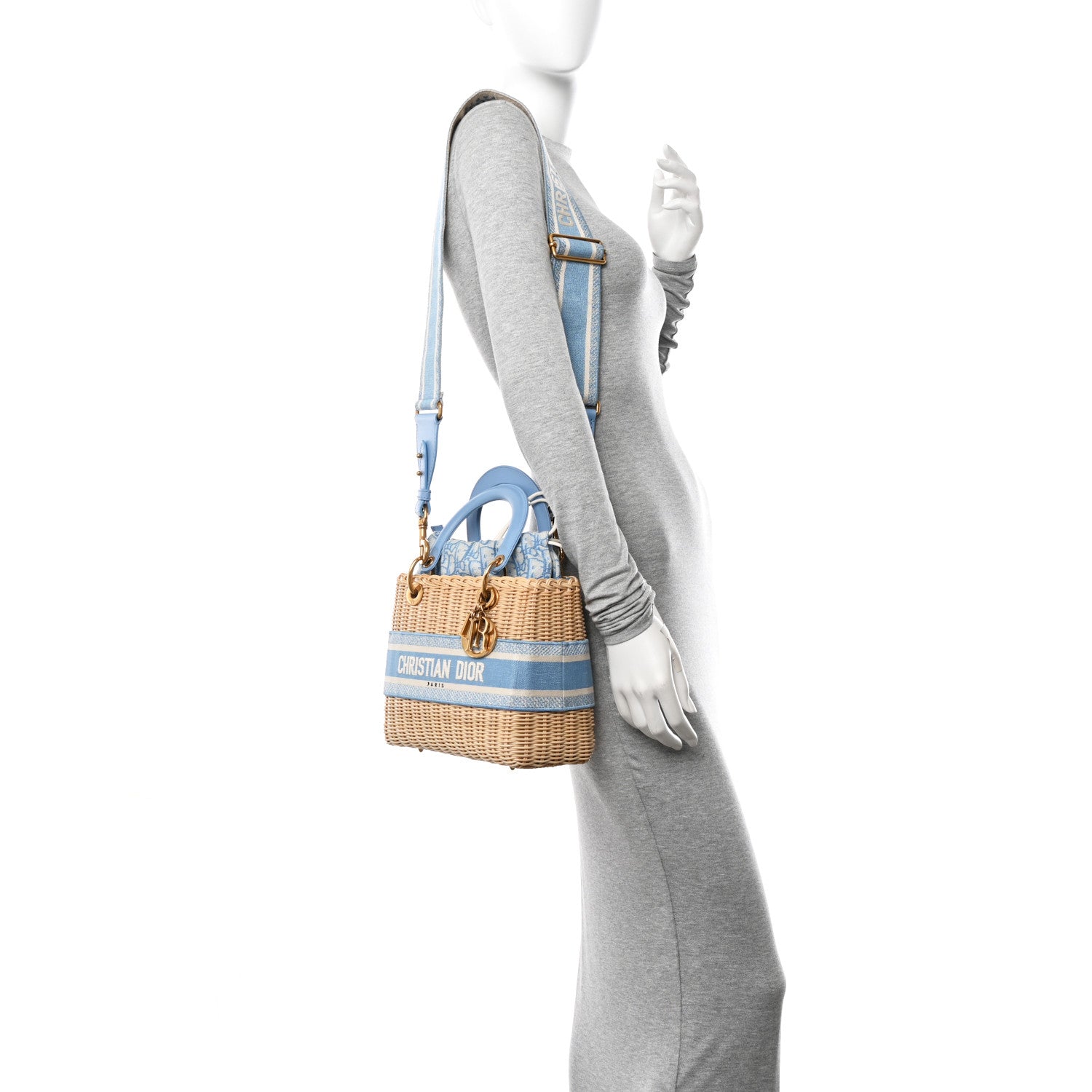Christian Dior Wicker Oblique Medium Lady Dior Bag Cornflower Blue 2 of 12