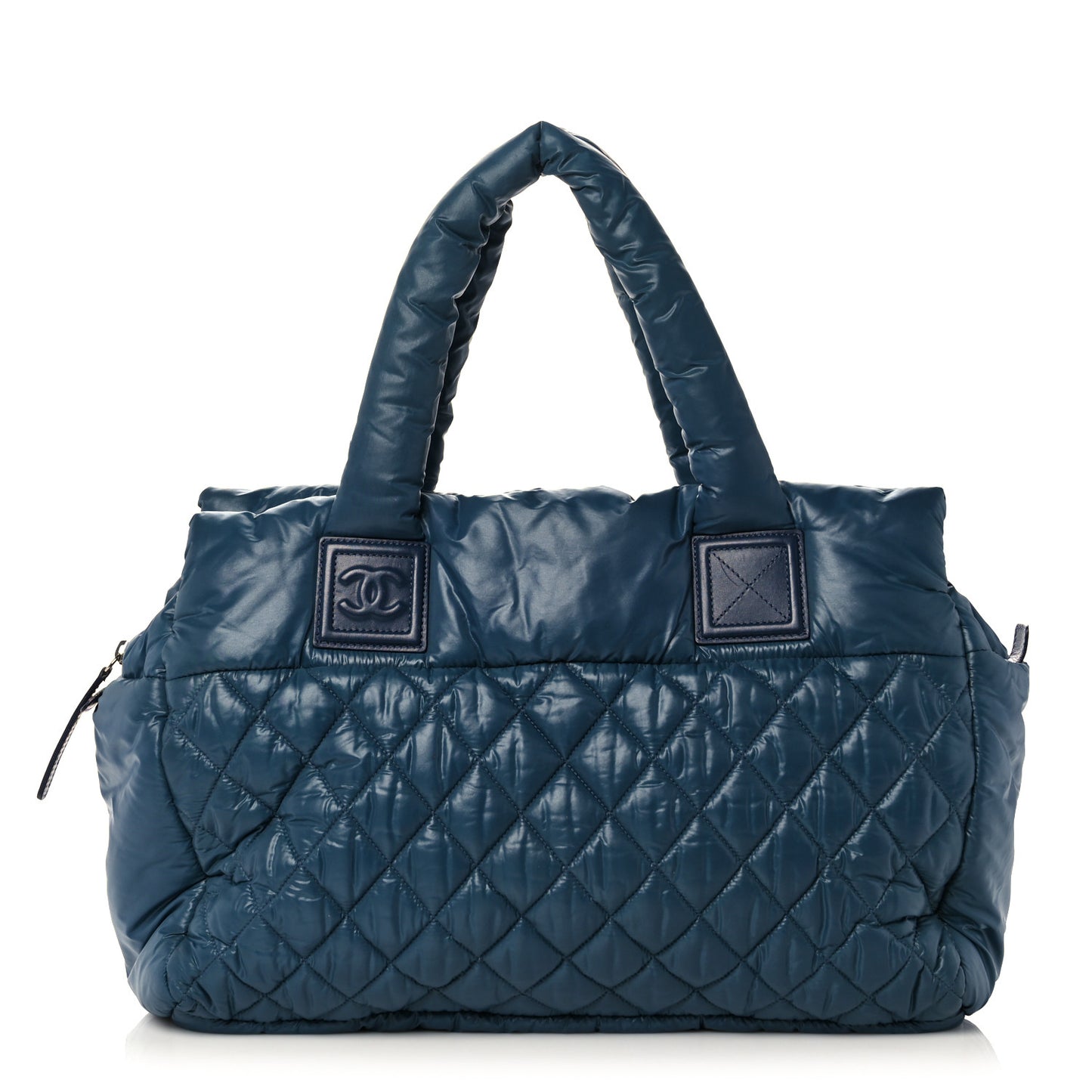 Nylon Quilted Large Coco Cocoon Reversible Tote Blue