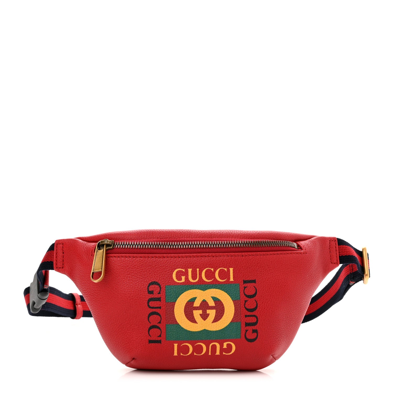 Gucci Grained Calfskin Small Logo Belt Bag Hibiscus Red 1 of 10