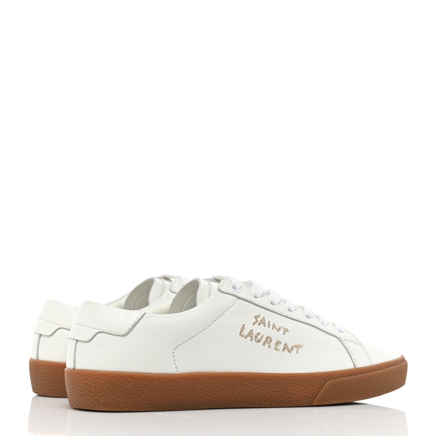 Calfskin Embroidered Court Classic Sneakers 37.5 White