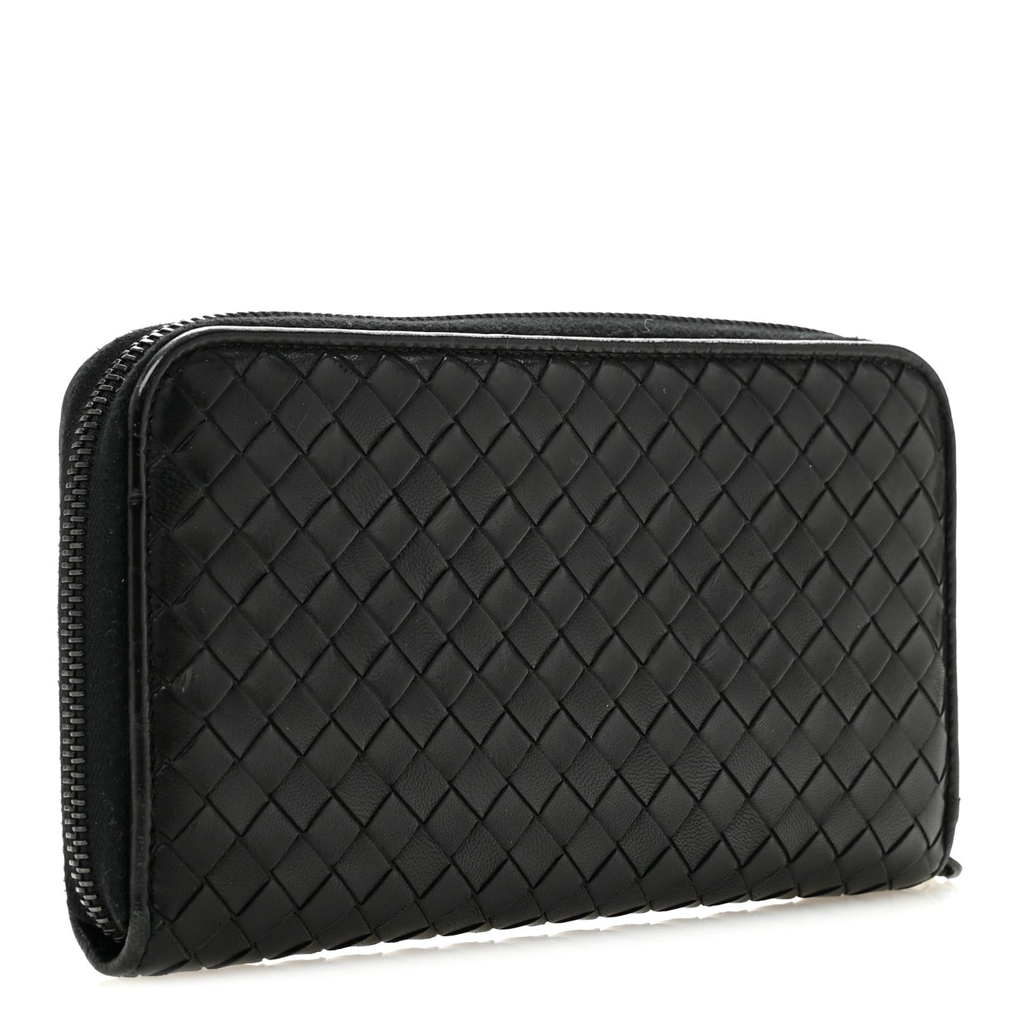 Nappa Intrecciato Zip Around Wallet Black