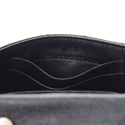 Saint Laurent Grain De Poudre Matelasse Chevron Small Monogram Envelope Wallet Black 7 of 8