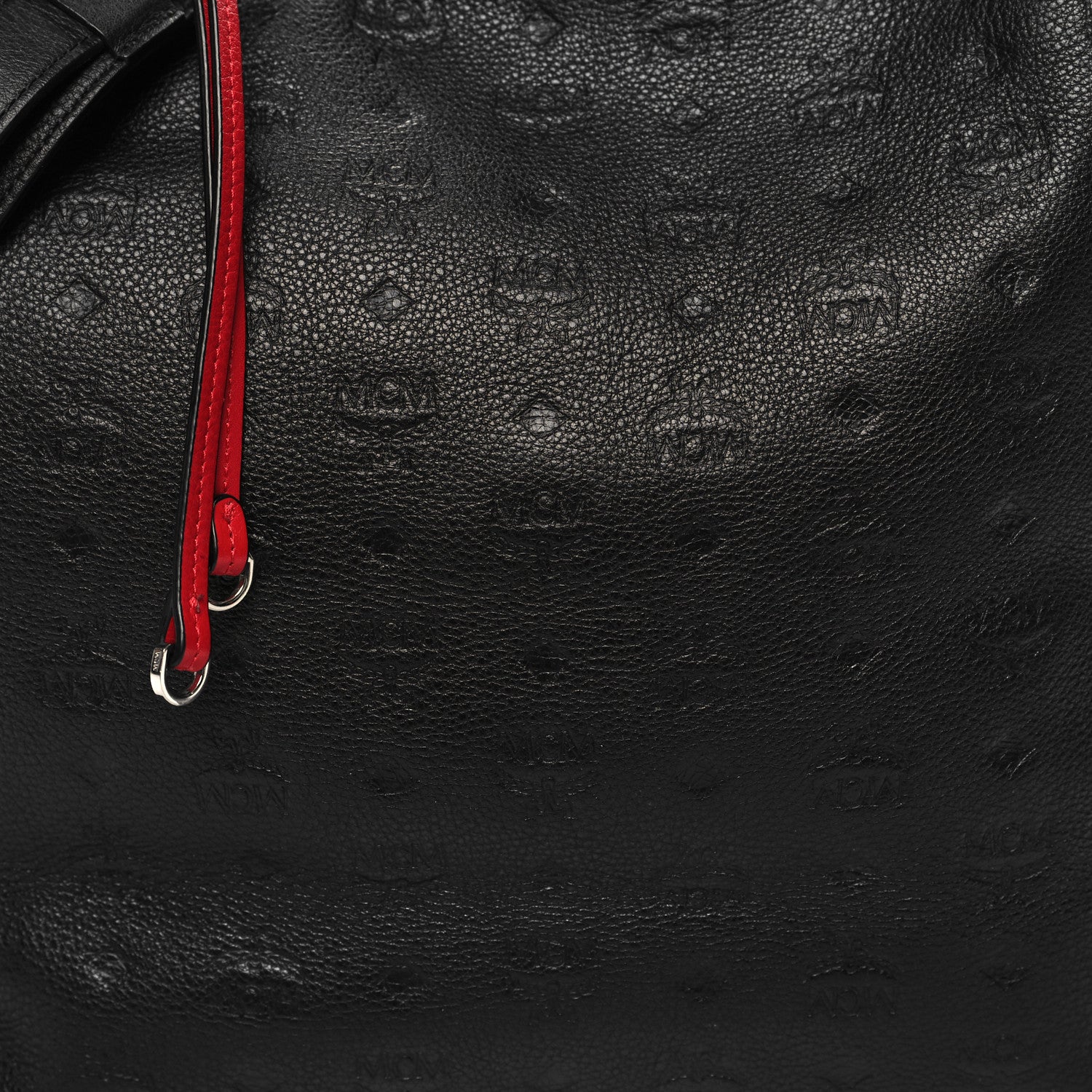 MCM Calfskin Ottomar Monogram Large Klara Hobo Black Red 7 of 13