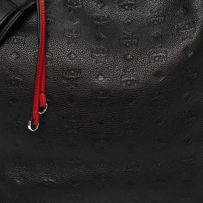 MCM Calfskin Ottomar Monogram Large Klara Hobo Black Red 7 of 13