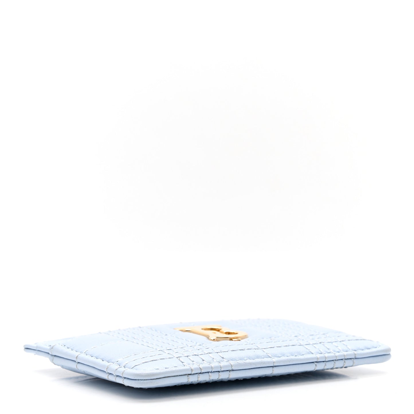Lambskin Quilted Small Lola Card Holder Pale Blue