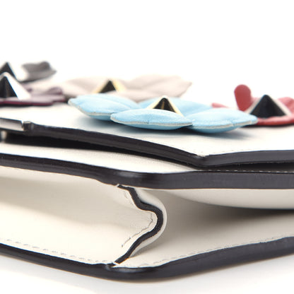 Fendi Vitello Century Lucido Nappa Flowerland Studded Tube Wallet On Chain White Ice Multicolor 9 of 10