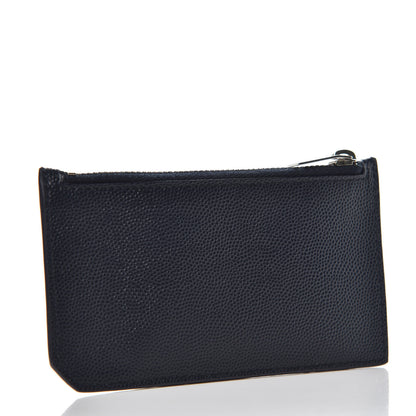 Saint Laurent Grained Calfskin 5 Fragments Zip Pouch Card Holder Deep Marine 3 of 8