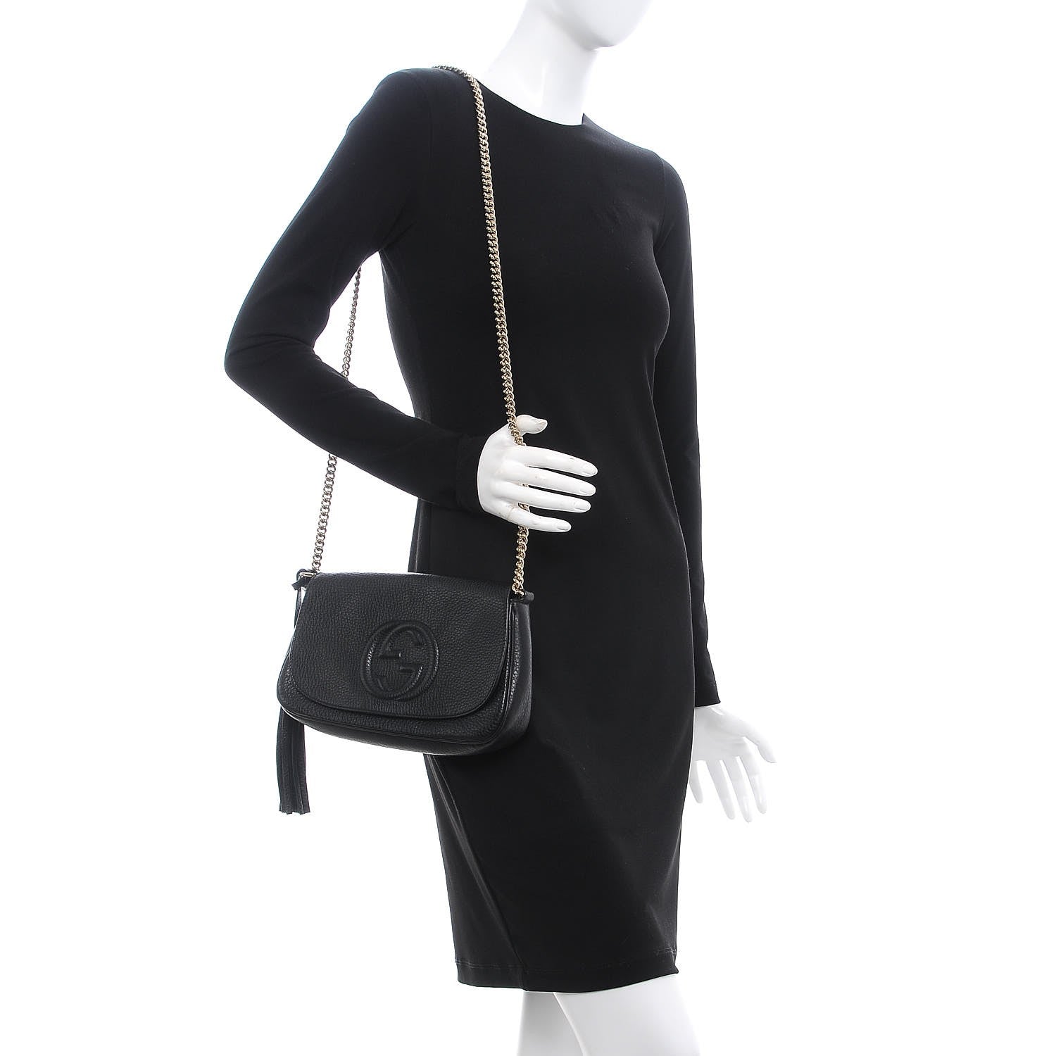 Gucci Pebbled Calfskin Medium Soho Flap Crossbody Black 2 of 9