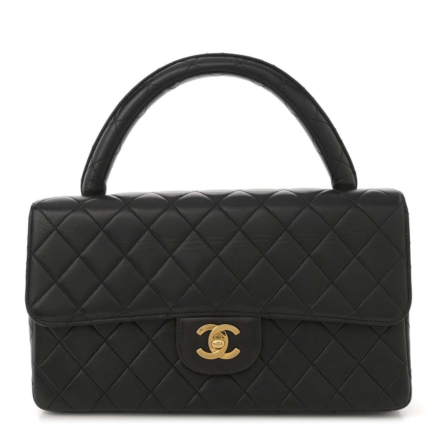 Chanel Lambskin Quilted Medium Rectangular Kelly Flap Bag Black 1 of 11