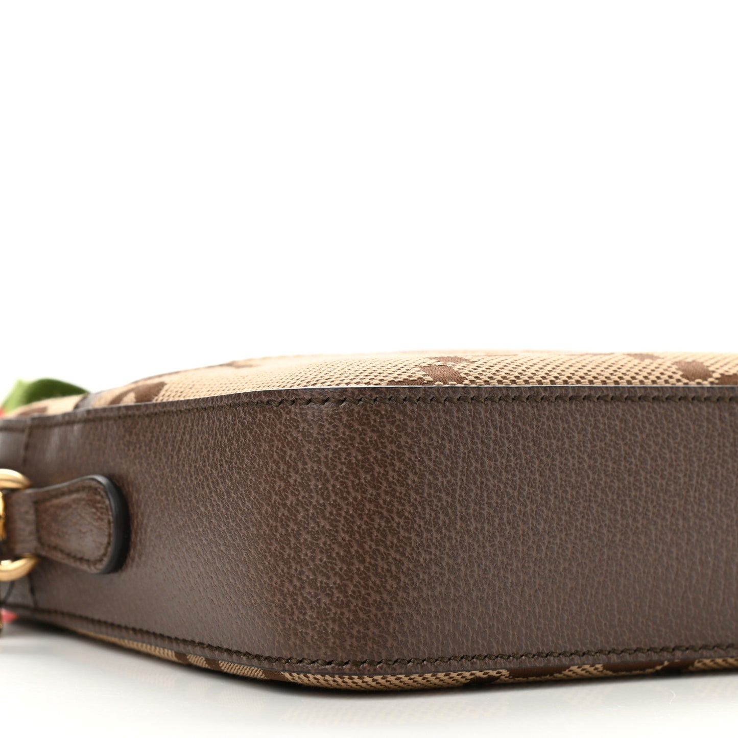 Monogram Jumbo GG Textured Dollar Calfskin Web Messenger Shoulder Bag Camel Ebony New Acero