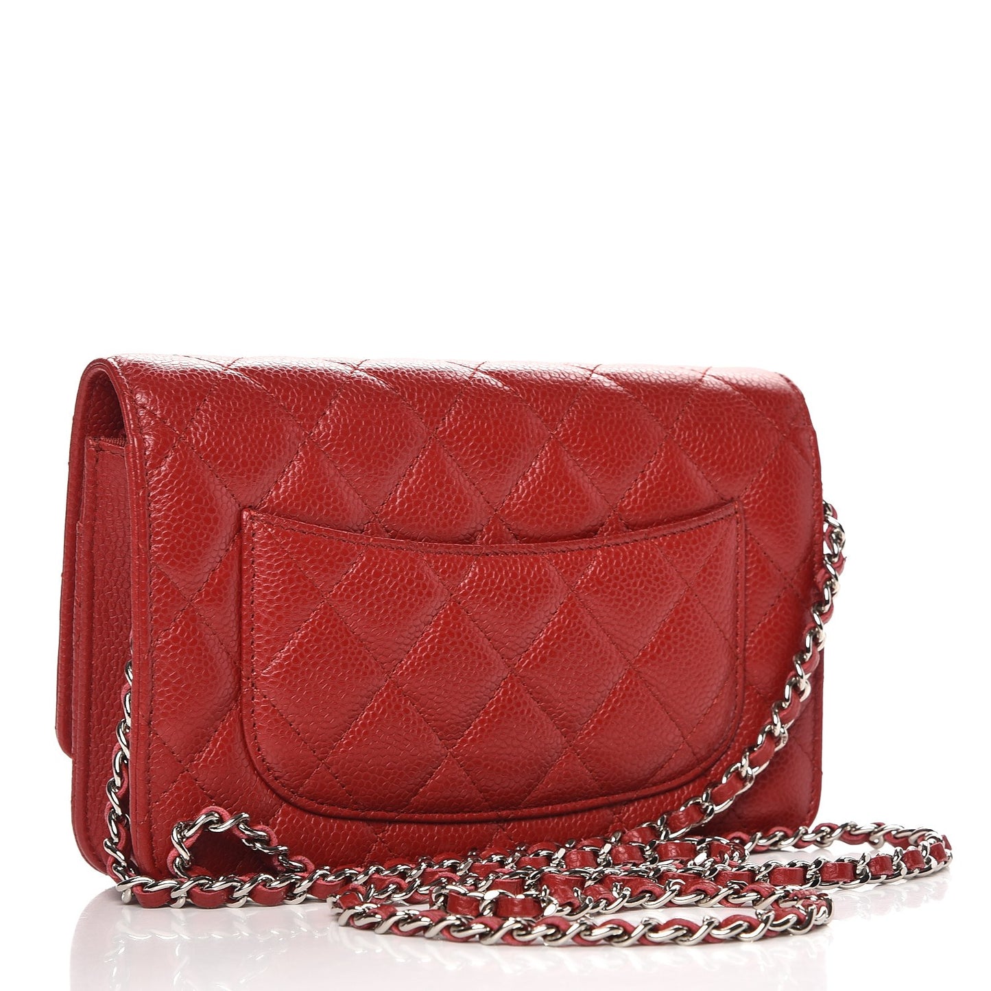 Caviar Quilted Wallet On Chain WOC Dark Red