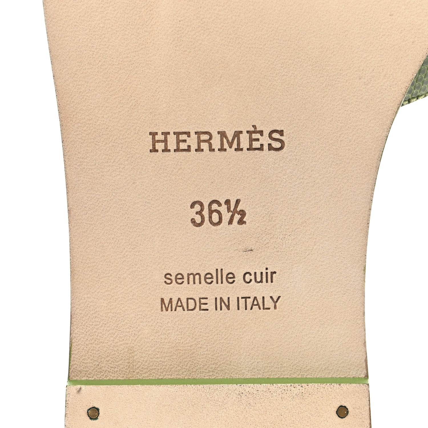 Hermes Lizard Oran Sandals 36.5 Vert Absinthe 8 of 10