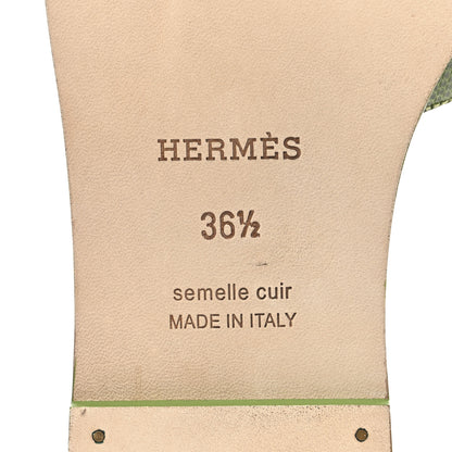 Hermes Lizard Oran Sandals 36.5 Vert Absinthe 8 of 10