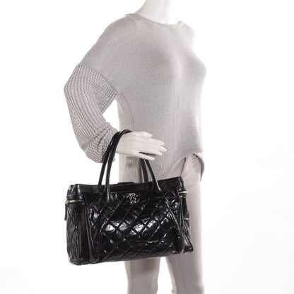 Chanel Glazed Calfskin Quilted Large New Portobello Tote Black 2 of 7